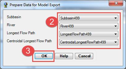 1. Select Prepare Data for Model Export from the HMS