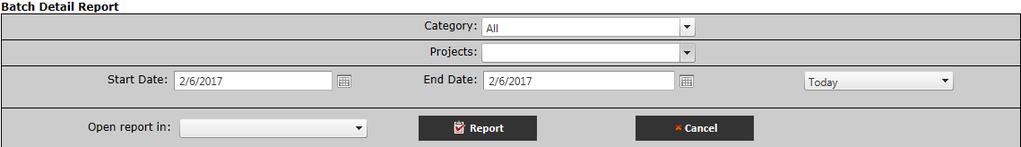 Select the Start and End Dates the report should entail by either typing the dates in the text boxes provided or selecting the calendar icon. 5. Select Report. 6. Select Open, Save, or Cancel. B.