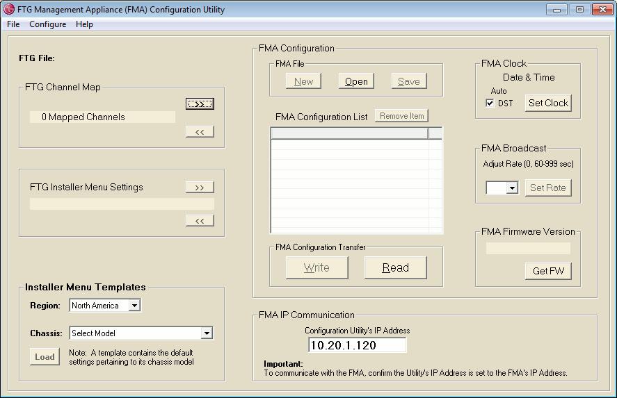 FMA Configuration Utility An FMA Configuration (.fma) file is required to update the FMA s (FMA-LG101 or FMA-LG102) broadcast data.