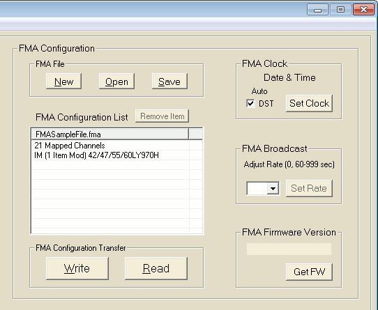 FMA Configuration Utility (Cont.) (Continued from previous page) 4. To add the current FTG Installer Menu settings to the FMA Configuration List, click under FTG Installer Menu Settings.