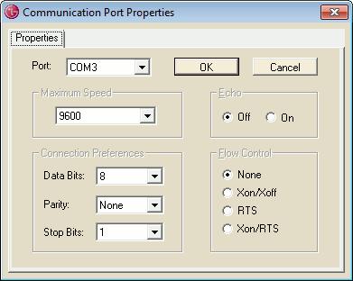 ) 3. To configure the communication port properties, click Configure and then Port Settings from the FTG Device Configuration Application menu bar. 4.