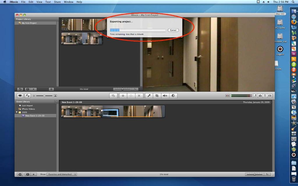 Step 13: Click Save once you have named your movie and made the changes to Where: and Use:. You will see the following screen as the video is saved and compressed.