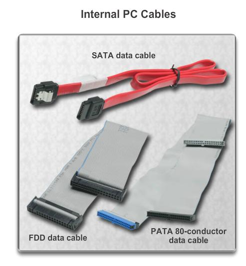 INTERNAL CABLES Drives require both a power cable and a data cable.