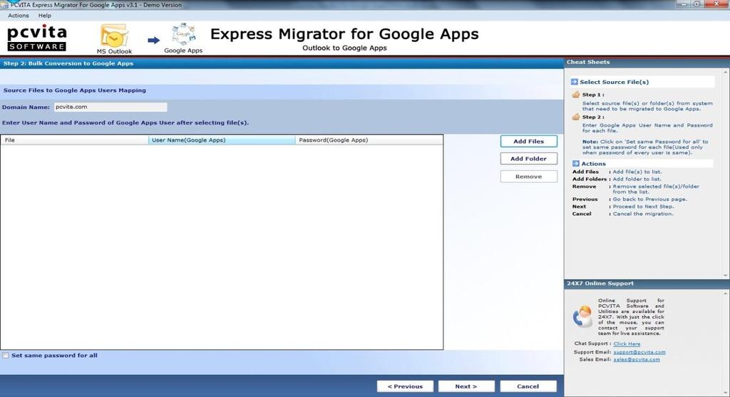 Migrator for Google Apps offers you to add multiple Outlook