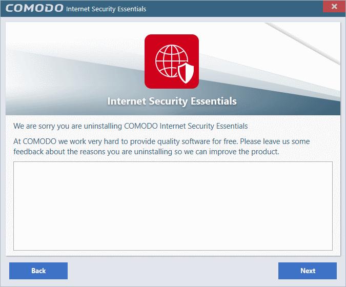 Click 'Next' to complete the uninstall: Comodo Internet Security