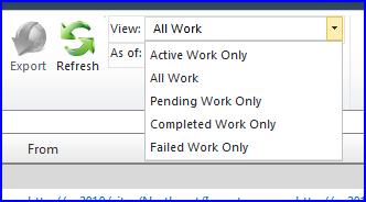 The Refresh button (green arrows) will refresh the list of jobs on the page. Note the As of: field that shows the last time the page was refreshed.