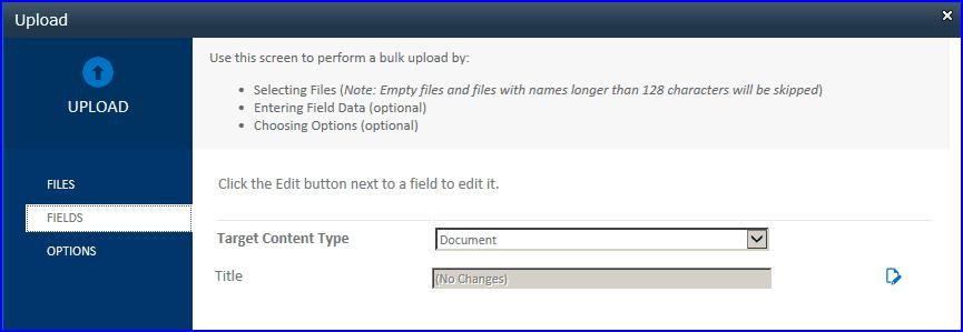 To enter the data for the fields, click the Edit button to the Options tab.