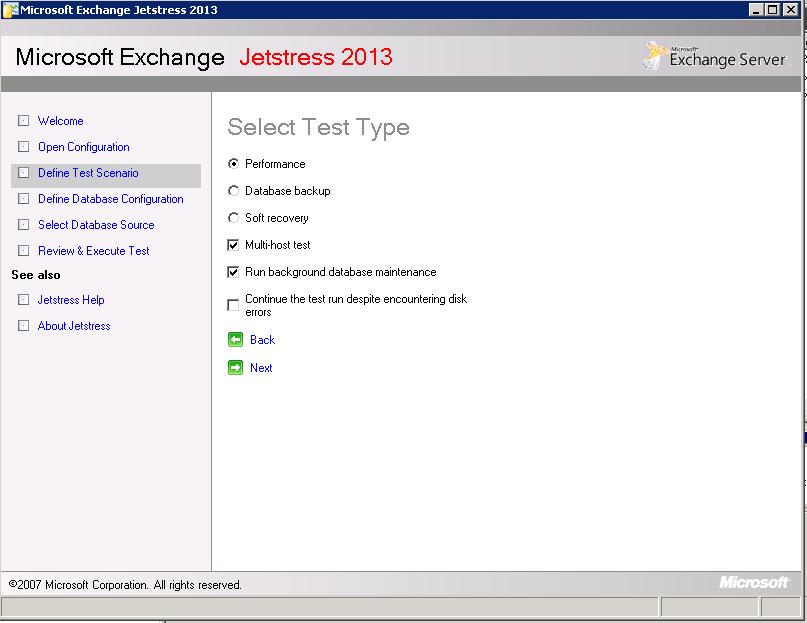7. Select Performance test type. 8. Select Multi-host test if testing with more than one server simultaneously a.