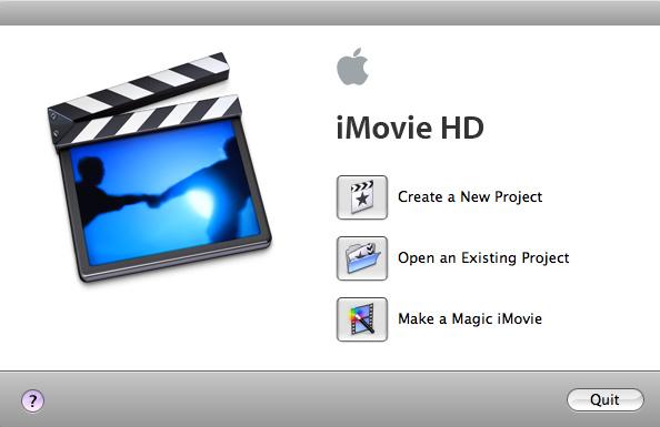 Getting Started This section explains how to open imovie, create a new project, or open a previously created project.