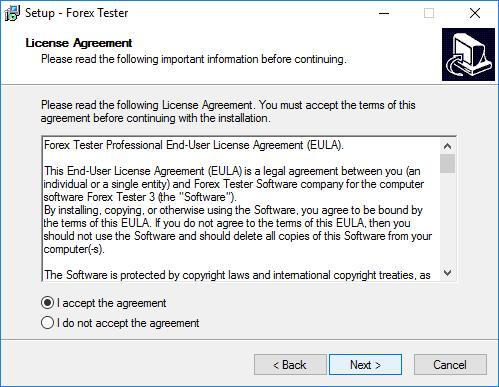 Select the folder where Forex Tester 3 program will be installed and click the