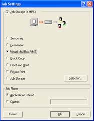 Saving Jobs in Virtual Mailboxes 1. From the application s Print dialog box, access the Properties. Select Print from the File menu and select Properties. 2.