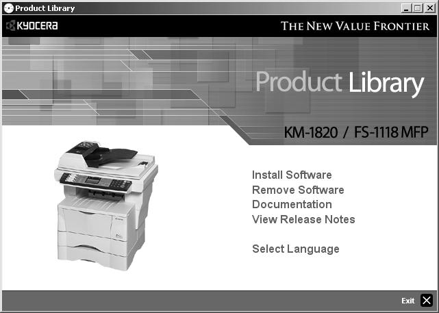 Installing the Printer Driver in Windows Other Options on the Installation CD Other options available on the installation menu are Remove Software, Documentation, View Release Notes, and Select