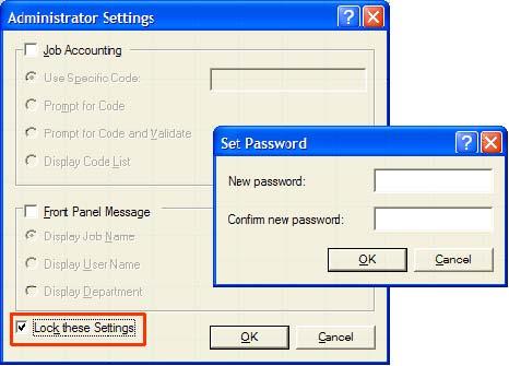 1. Select the Lock these Settings check box to access the Set Password dialog box. 2.