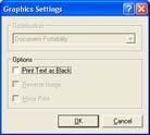 Advanced Graphic Settings -- PCL 1. On the Imaging tab, click the Graphics Settings... button. The Graphics Settings dialog box appears. 2. Determine the Options settings.
