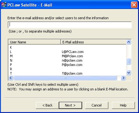 The E-mail window appears: 4. Select the user or type the e-mail address of the user to receive the exported data.