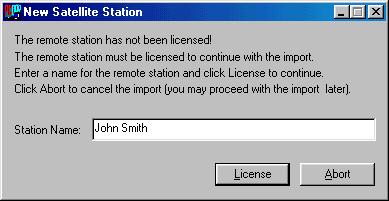 If this is the first time data is being imported from this satellite station, a PCLaw Satellite Station prompt appears: 5. Type a name for this station or accept the default. 6. Click License.