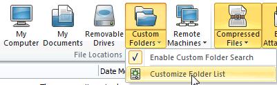 specify custom folders by selecting Custom