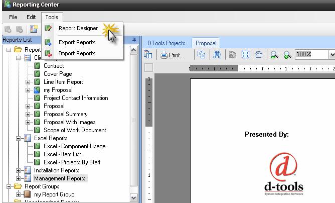 SI5 User and Administration Guide 527 Report Designer Pro users have the ability to create custom reports using the Report Designer.