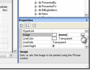PageHeader1 section 8) In the properties window, click on the