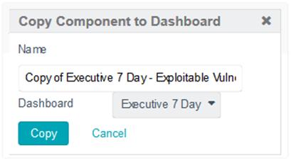 In addition to adding and editing components, components can be copied to the current or different Dashboard.
