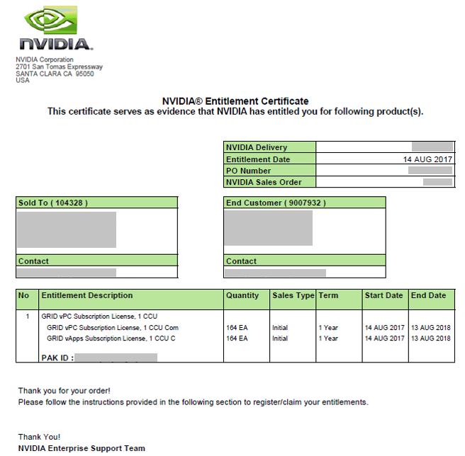 Getting Your NVIDIA Software Your NVIDIA Entitlement Certificate also provides
