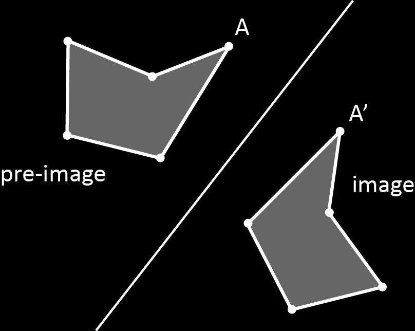b. A vertex A and its image A are labeled. Draw the line segment connecting them. c. Mark the segment you drew to show any equal segments and/or right angles.