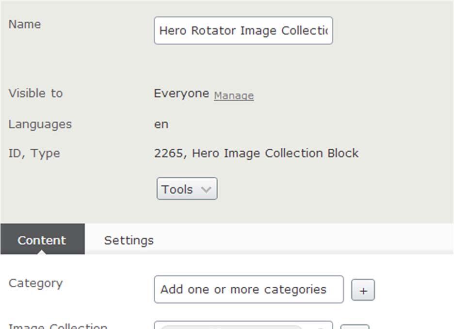 Image Collection Block The Image Collection Block field specifies which items are to be included within the block.