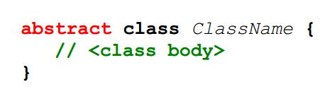 Abstract Classes in Java Classes with abstract methods must declared abstract Classes without abstract methods can be declared abstract A subclass to a
