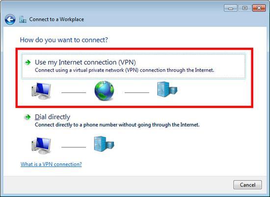 Step 4: Select "Use my Internet connection (VPN)": Step 5: