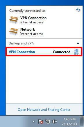 If not, input both "User name" and "Password" fields. Click the "Connect" button to start the VPN connecting attempts.