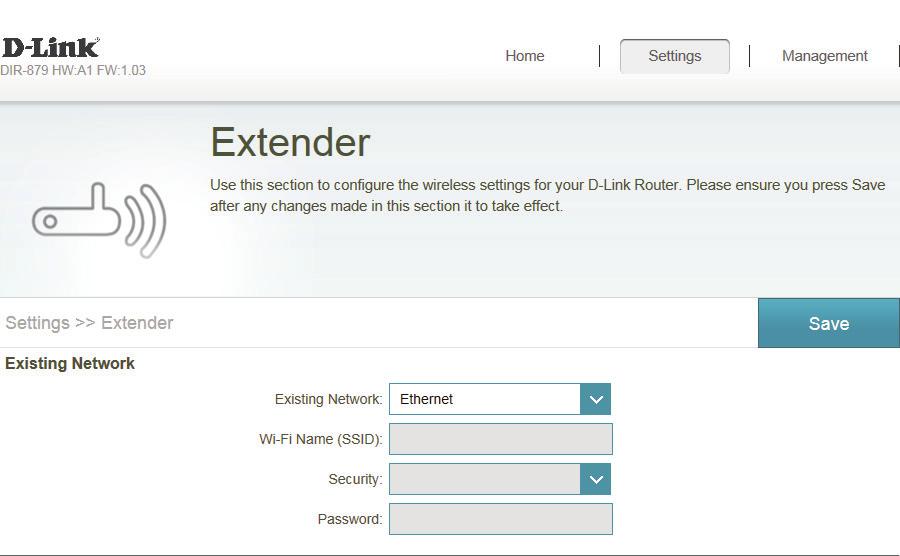 You may also configure the Extended Wireless Network settings from this page.