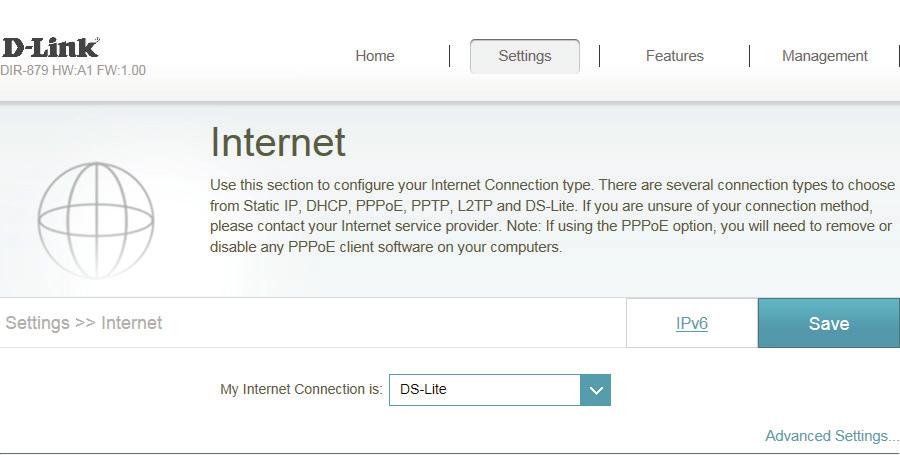 Section 4 - Configuration - Router Mode DS-Lite DS-Lite is an IPv6 connection type.