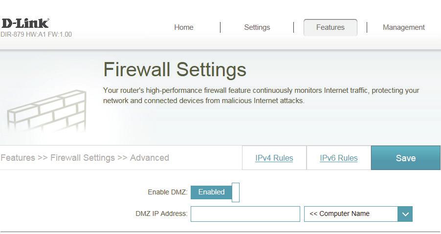 Section 4 - Configuration - Router Mode Firewall Settings The router s firewall protects your network from malicious attacks over the Internet.