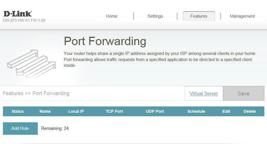 Section 4 - Configuration - Router Mode Port Forwarding Port forwarding allows you to specify a port or range of ports to open for specific devices on the network.