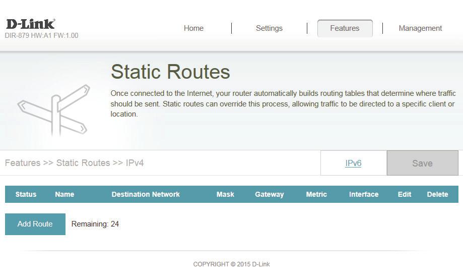 Section 4 - Configuration - Router Mode Static Routes The Static Routes section allows you to define custom routes to control how data traffic is moved around your network.