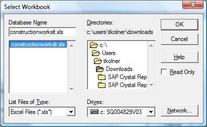 On the right side of the Select Workbook window, navigate to your
