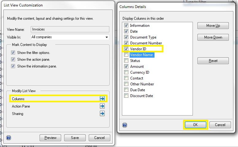 This will bring up the List View Customization and choosing Columns will bring up the Column Details where you can add, delete or modify columns