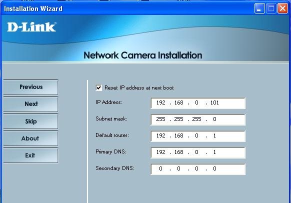 15 Installation Wizard Screen (continued) Network Settings - Here users can configure the Network Settings for the camera.