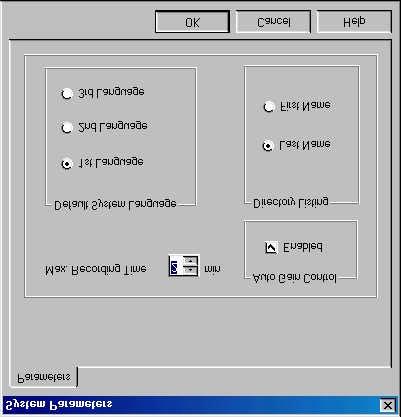 Programming by Computer To define the System parameters: On the Parameters menu, click System Parameters. The System Parameters dialog box opens.