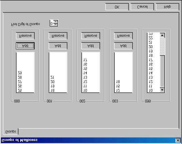 Programming by Computer Figure 4-9 Group of Mailboxes Dialog Box 2. If you want to add a mailbox to a group, do the following: a. Click on the box to add in group 099.