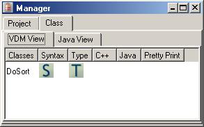 Figure 1: The Manager after Syntax and Type Checking You can now generate code for the DoSort class by clicking on the (Generate Java) button.