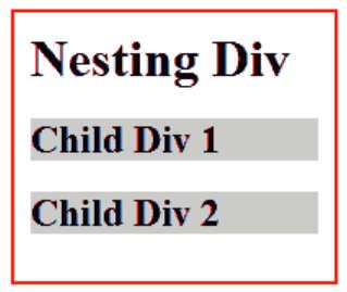 Nesting Div in an HTML page <html> <head> <style type="text/css">.parent { </style>.