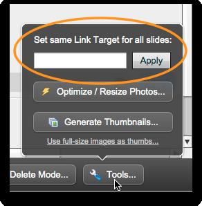 To make your links open in a new window, enter _blank in the field and click Apply. If your rotator is in a frame and you want all frames to be replaced with the new page, use _top instead.