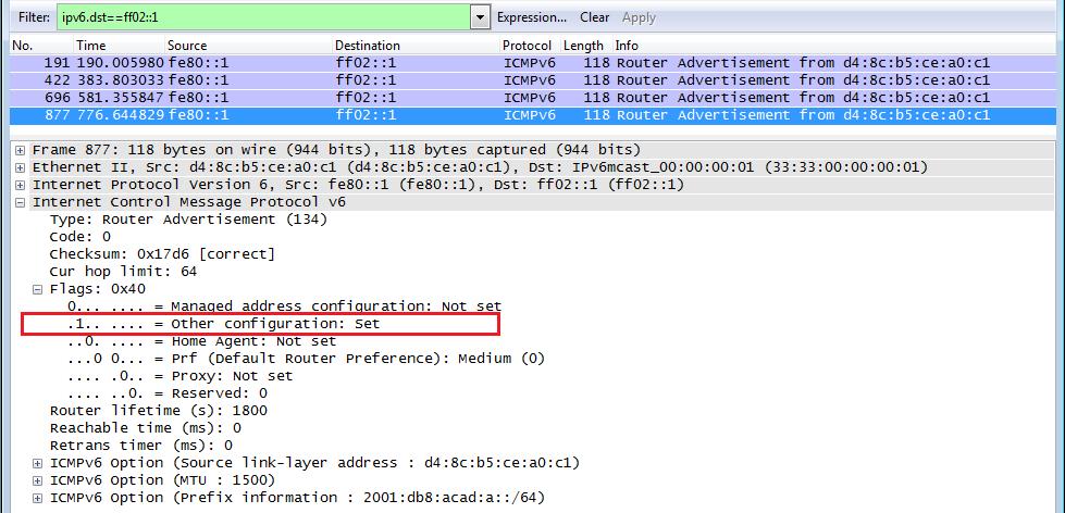 Lab Configuring Stateless and Stateful DHCPv6 Step 4: View the RA messages in Wireshark.