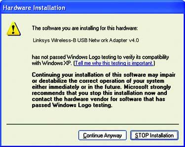 Windows XP will automatically detect the Adapter. Insert the Setup CD-ROM into your CD-ROM drive. Click the radio button next to Install the software automatically (Recommended).