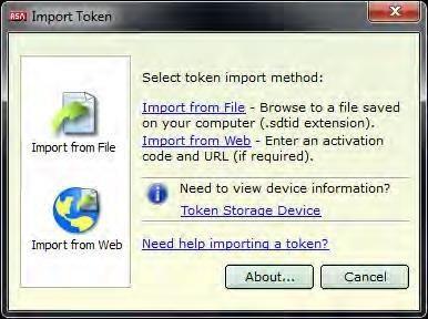 Receipt and Upload of Software Token Chapter 9 Receipt and Upload of Software Token NOTE: You must have the RSA SecurID Software Token application installed before importing your token.