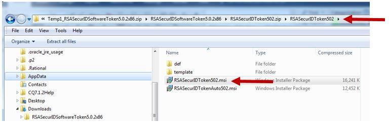 Double-click the extracted RSASecurIDSoftwareToken folder, then double-click the RSASecurIDToken folder inside, and then double click the RSASecurIDToken folder inside