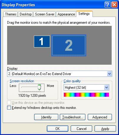 5. Setting On Windows XP, you can configure USB3.0 Graphics Adapter through the use of Windows Display Properties.