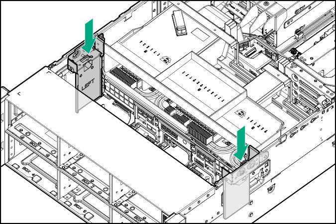 2. Install the fan cage (Installing the fan cage on page 40). 3. If removed, do the following: Install the processor mezzanine tray (Installing a processor mezzanine tray on page 96).