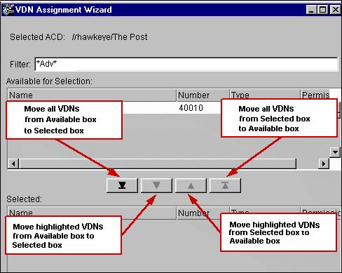 Assigning VDNs to a vector using the VDN Assignment Wizard 3. Select an ACD and click Next. The Available for Selection dialog is displayed.